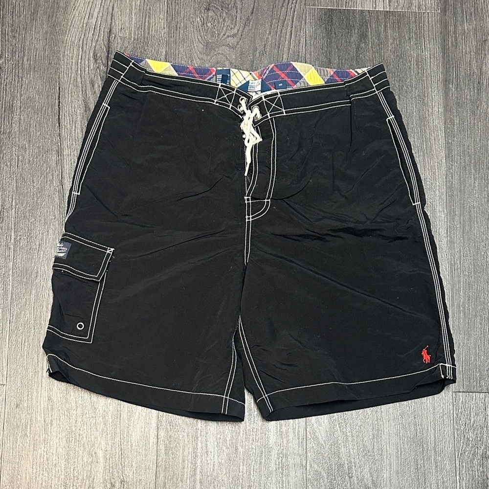 Ralph Lauren Black Swim Board Shorts Vintage Old Tag